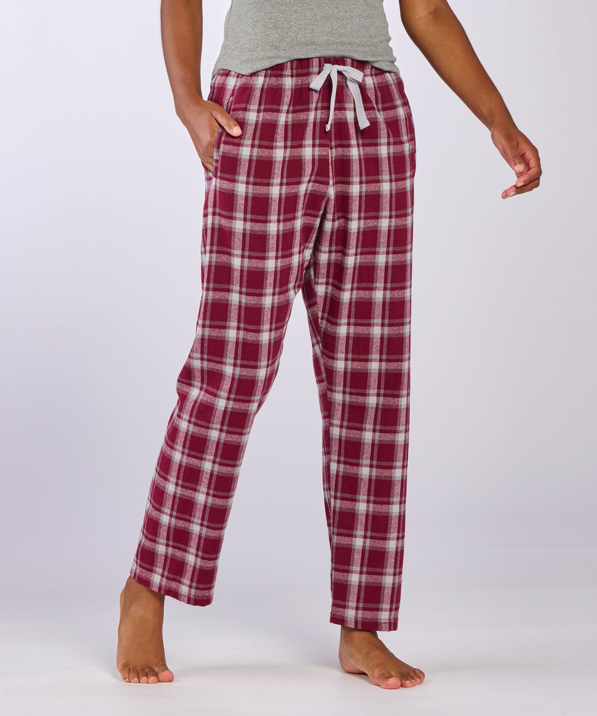 Boxercraft BW6620 Women's Haley Flannel Pants - Heritage Maroon Plaid - Front | Heritage Maroon Plaid