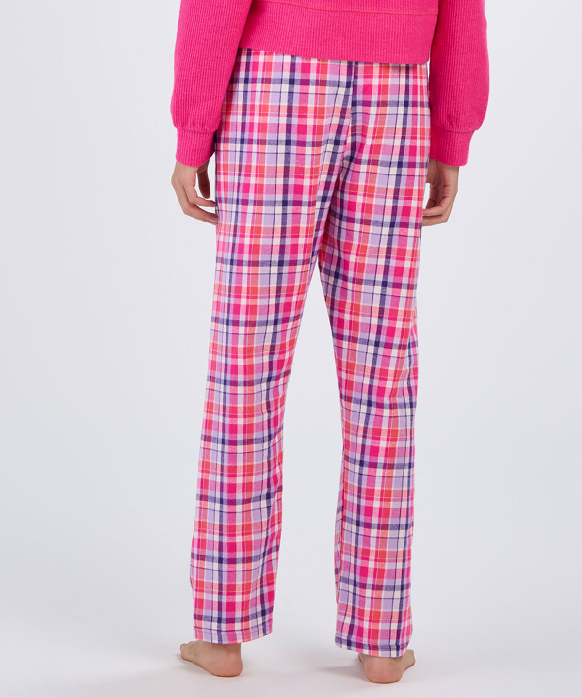 Boxercraft BW6620 Women's Haley Flannel Pants - Pink Harmony Plaid - Back | Pink Harmony Plaid
