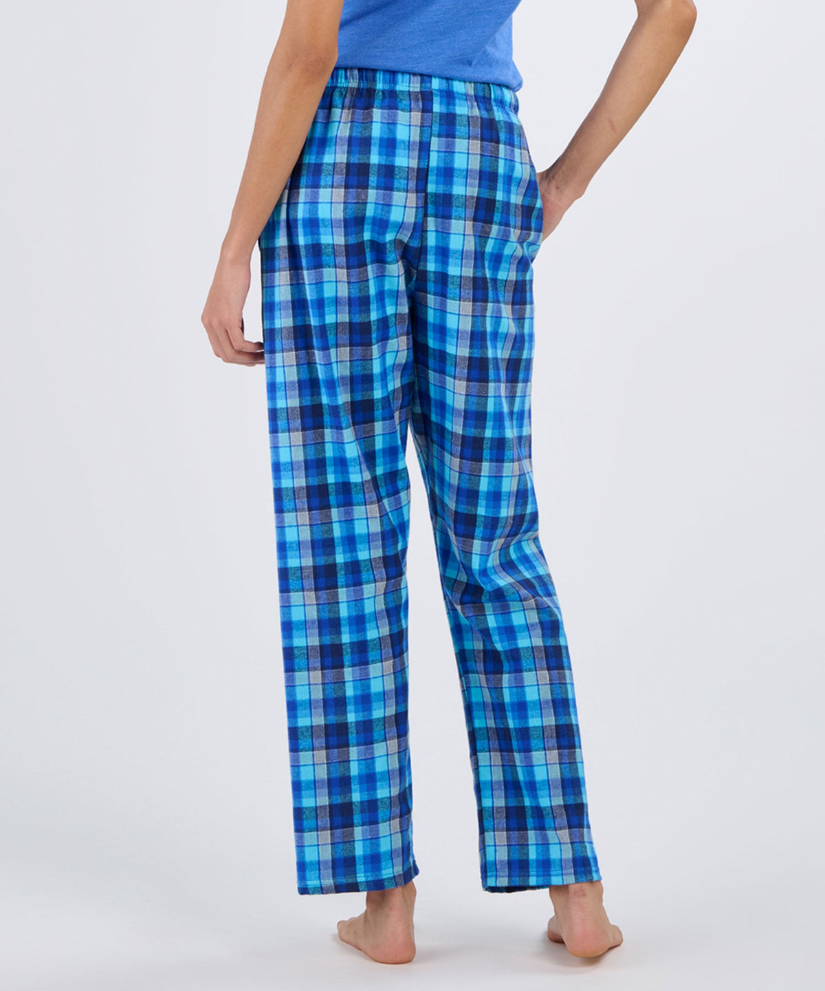 Boxercraft BW6620 Women's Haley Flannel Pants - Blue Harmony Plaid - Back | Blue Harmony Plaid