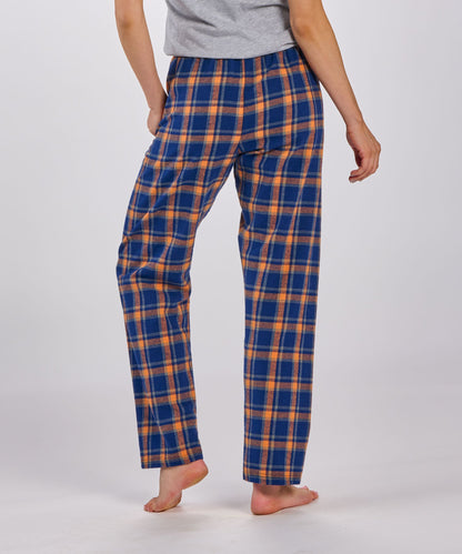 Boxercraft BW6620 Women's Haley Flannel Pants - Heritage Navy/Orange Plaid - Back | Heritage Navy/Orange Plaid