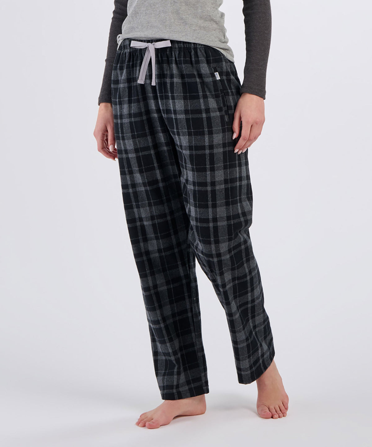 Boxercraft BW6620 Women's Haley Flannel Pants - Black Jordan Plaid - Front | Black Jordan Plaid