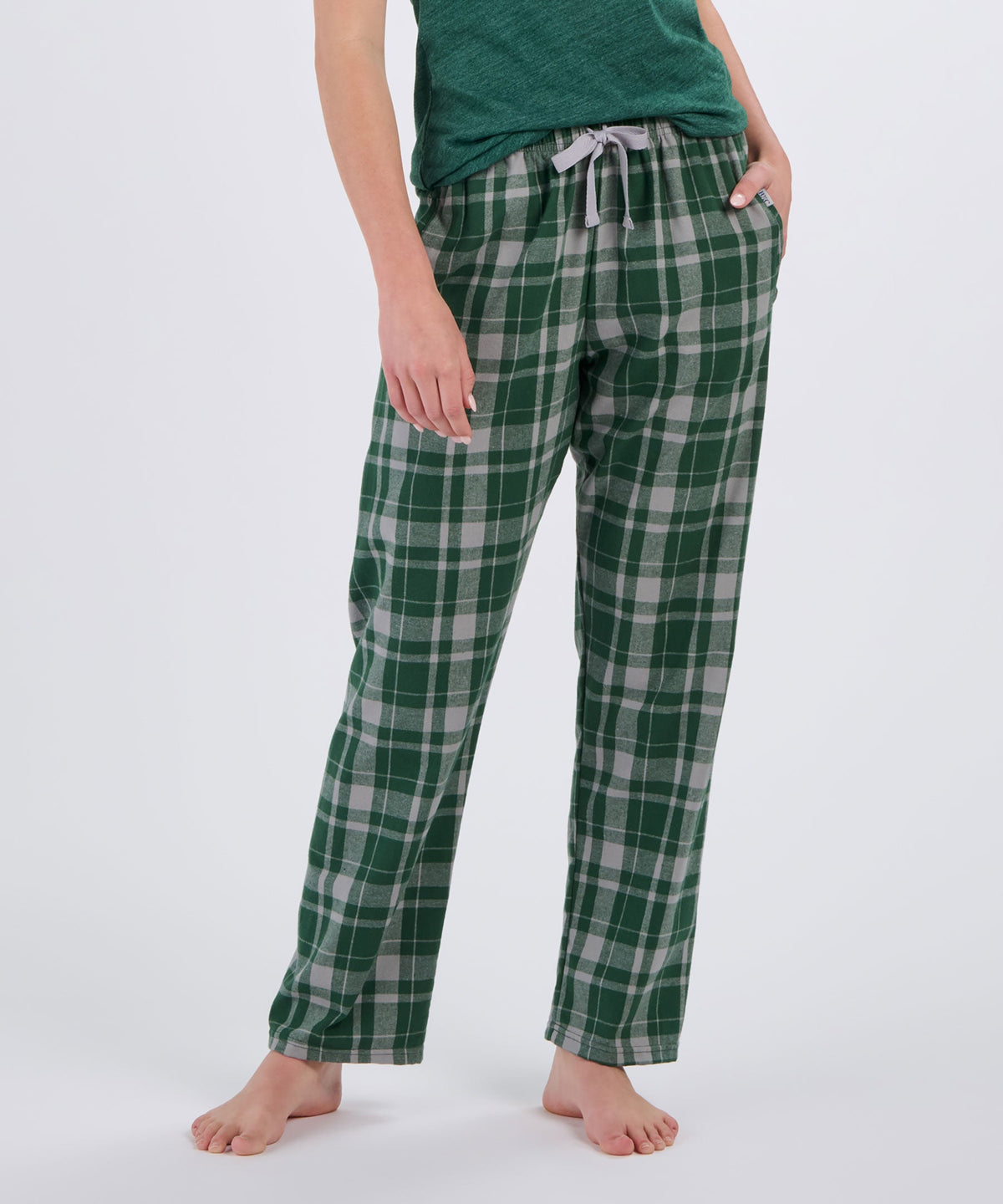 Boxercraft BW6620 Women's Haley Flannel Pants - Green Jordan Plaid - Front | Green Jordan Plaid