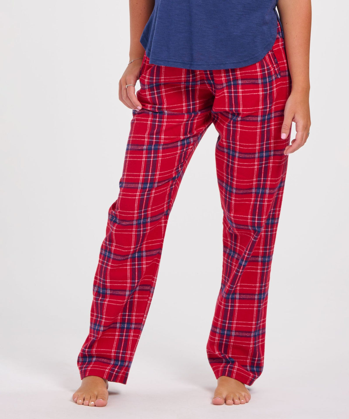 Boxercraft BW6620 Women's Haley Flannel Pants - Brick Red Kingston - Front | Brick Red Kingston