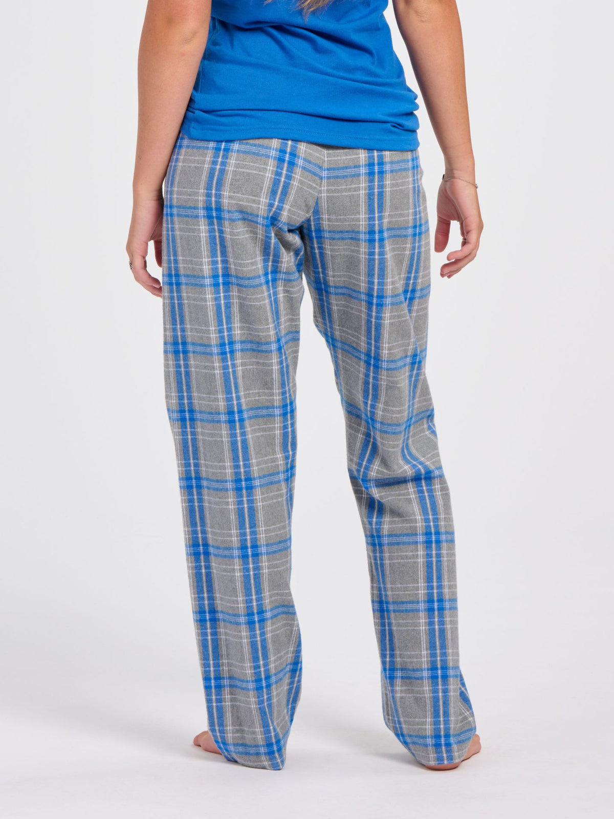 Boxercraft BW6620 Women's Haley Flannel Pants - Oxford/Royal Kingston - Back | Oxford/Royal Kingston