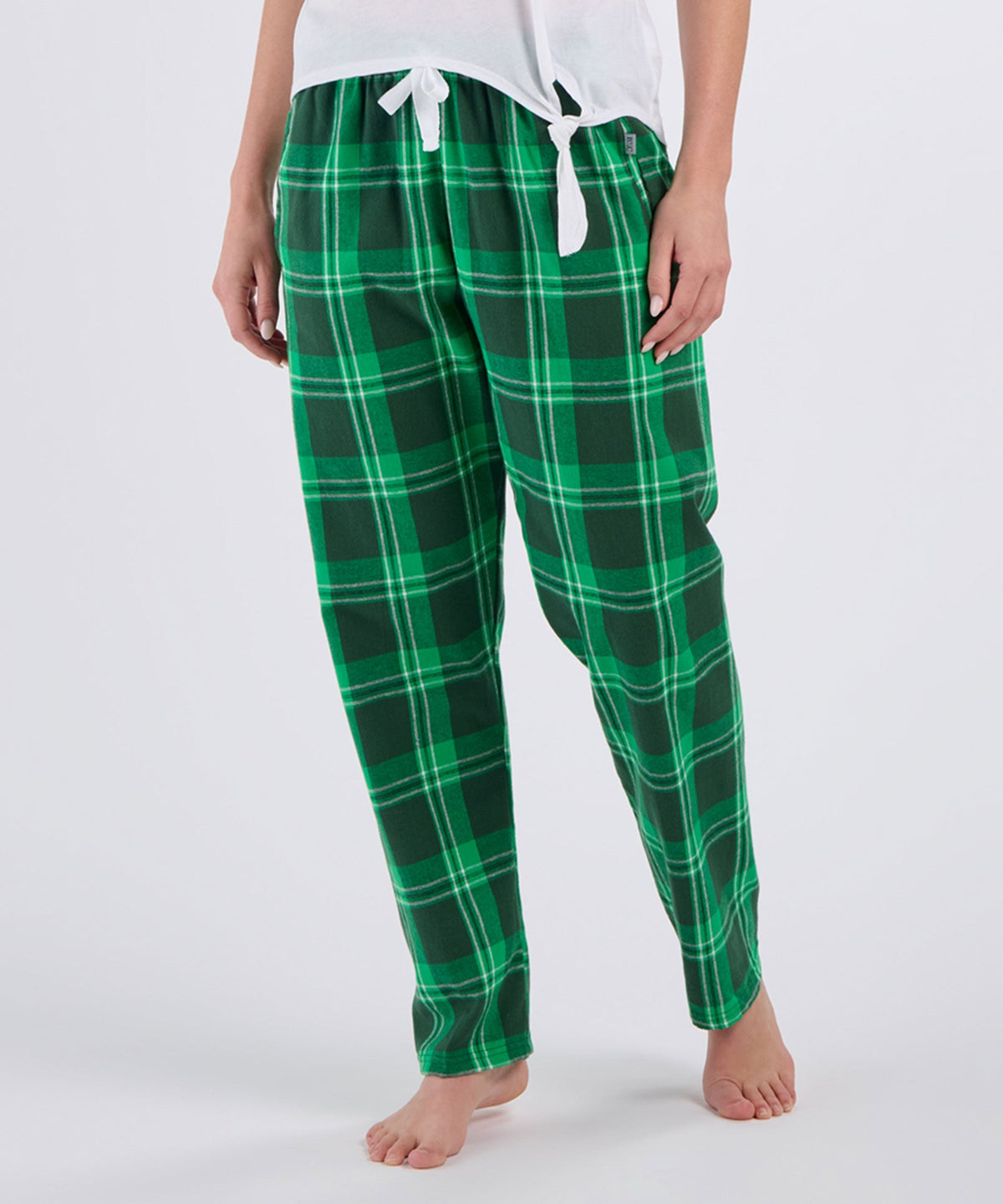 Boxercraft BW6620 Women's Haley Flannel Pants - Green McIntosh Plaid - Front | Green McIntosh Plaid