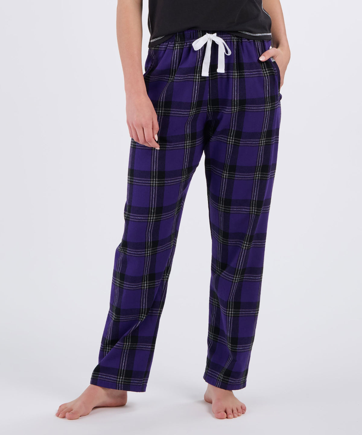 Boxercraft BW6620 Women's Haley Flannel Pants - Purple McIntosh Plaid - Front | Purple McIntosh Plaid