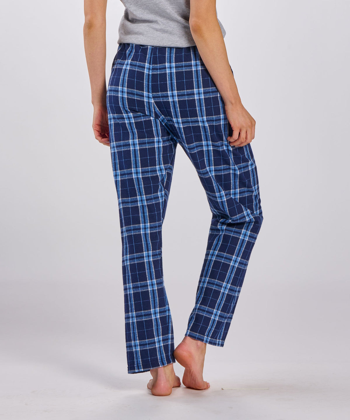 Boxercraft BW6620 Women's Haley Flannel Pants - Navy/Columbia Plaid - Back | Navy/Columbia Plaid