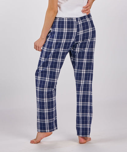 Boxercraft BW6620 Women's Haley Flannel Pants - Navy/Silver Plaid - Back | Navy/Silver Plaid