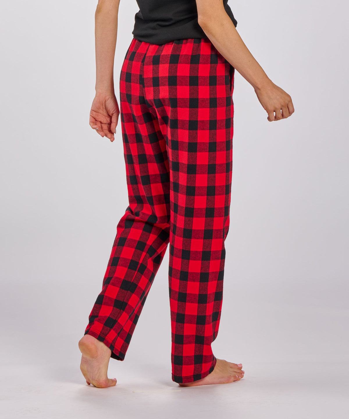 Boxercraft BW6620 Women's Haley Flannel Pants - Red/Black Buffalo Plaid - Back | Red/Black Buffalo Plaid