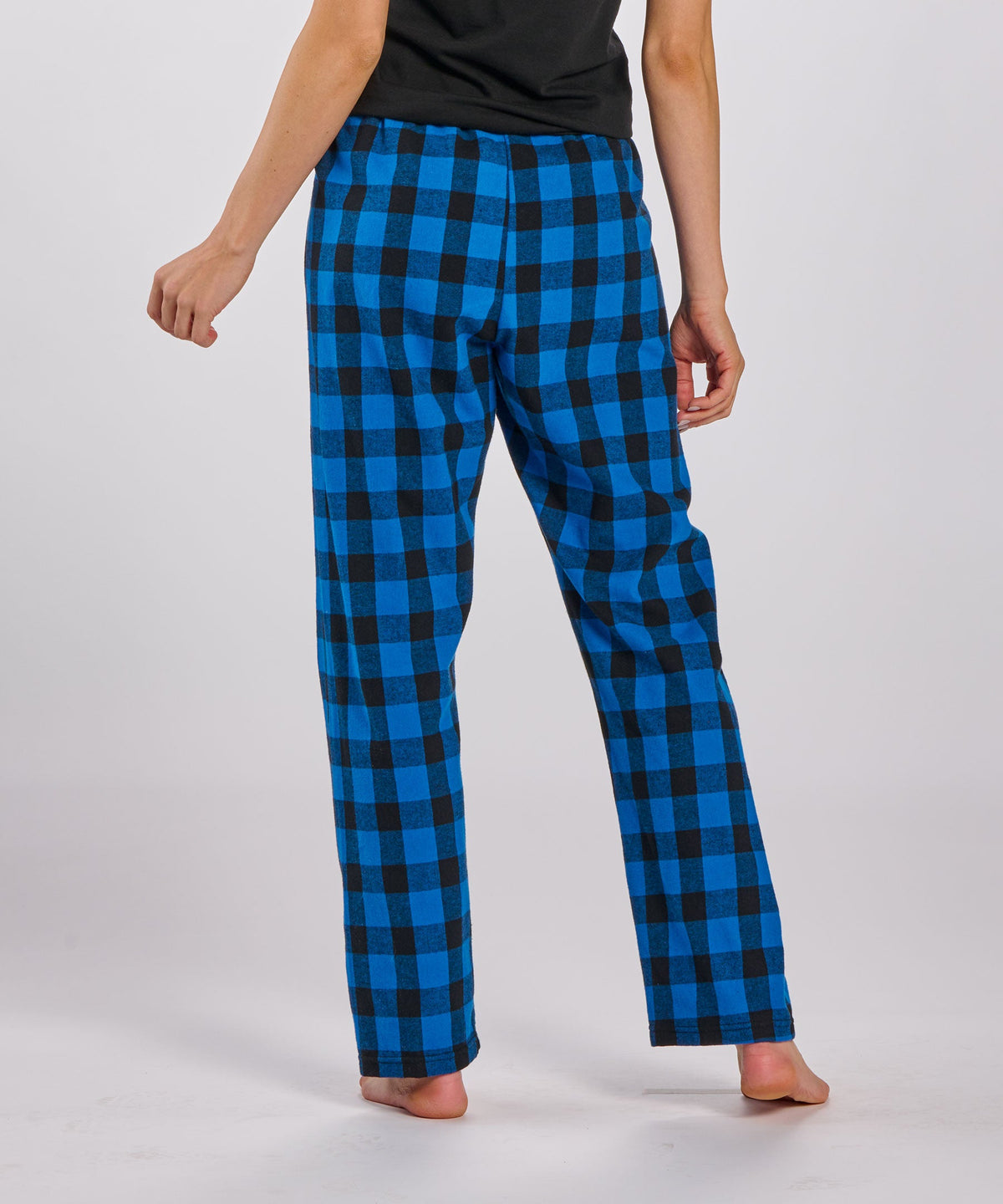 Boxercraft BW6620 Women's Haley Flannel Pants - Royal/Black Buffalo Plaid - Back | Royal/Black Buffalo Plaid