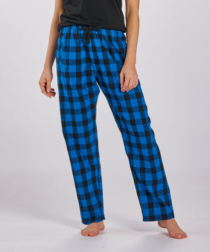 Boxercraft BW6620 Women's Haley Flannel Pants - Royal/Black Buffalo Plaid - Front | Royal/Black Buffalo Plaid