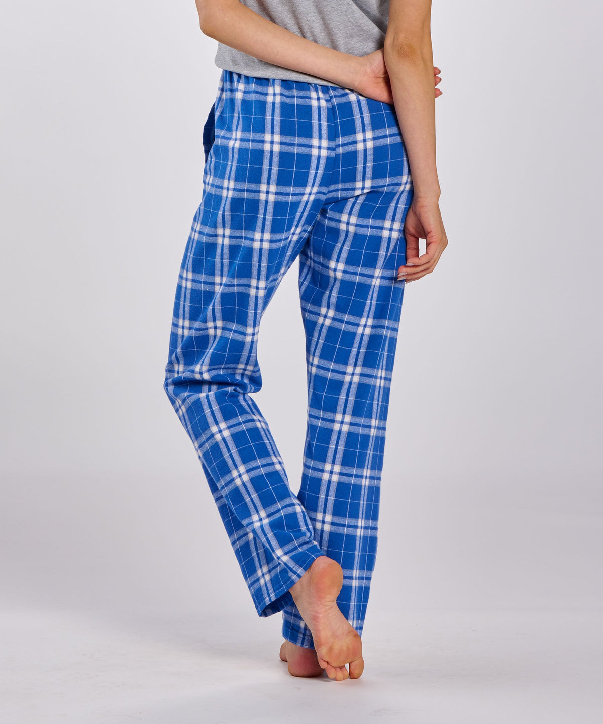 Boxercraft BW6620 Women's Haley Flannel Pants - Royal/Silver Plaid - Back | Royal/Silver Plaid