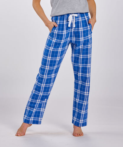Boxercraft BW6620 Women's Haley Flannel Pants - Royal/Silver Plaid - Front | Royal/Silver Plaid