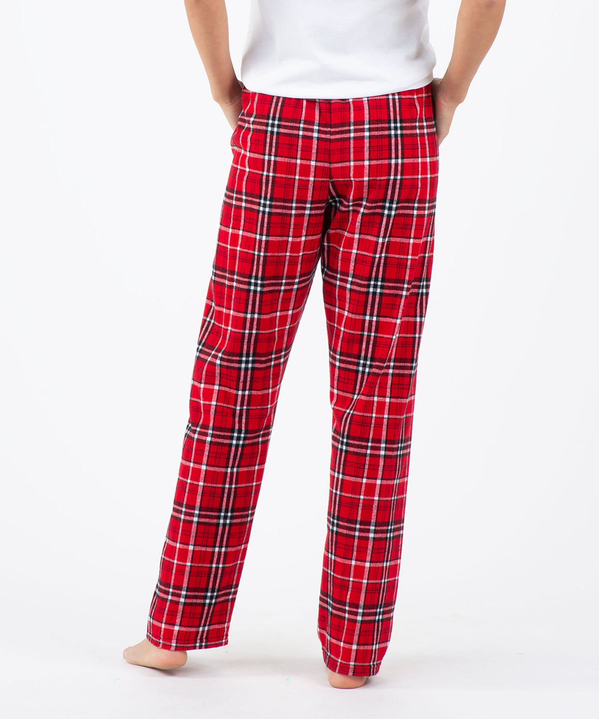 Boxercraft BW6620 Women's Haley Flannel Pants - Red/White Plaid - Back | Red/White Plaid