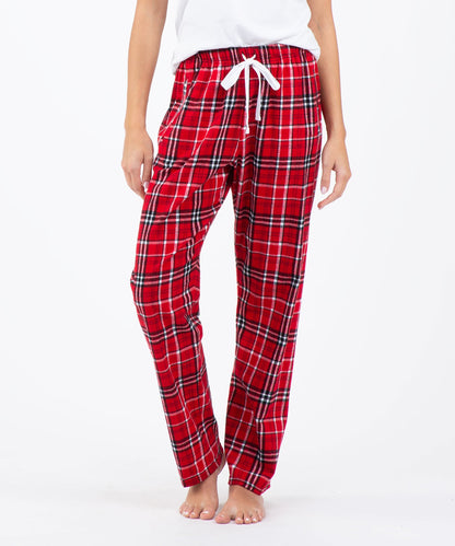 Boxercraft BW6620 Women's Haley Flannel Pants - Red/White Plaid - Front | Red/White Plaid