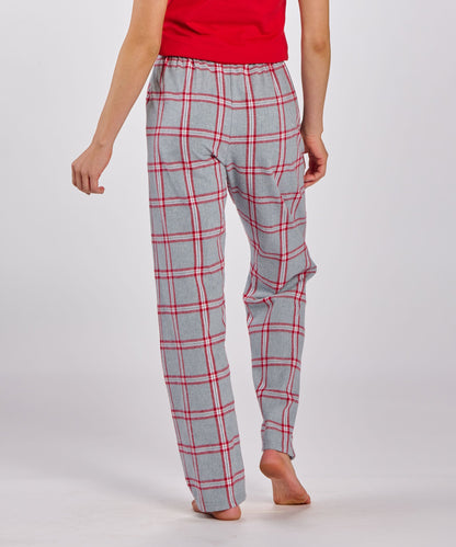 Boxercraft BW6620 Women's Haley Flannel Pants - Oxford/Red Tomb Plaid - Back | Oxford/Red Tomb Plaid
