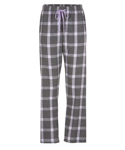 Boxercraft BW6620 Women's Haley Flannel Pants - Charcoal/Lavender Tomb Plaid - Ghost Front | Charcoal/Lavender Tomb Plaid