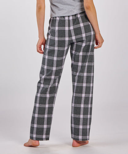 Boxercraft BW6620 Women's Haley Flannel Pants - Charcoal/Lavender Tomb Plaid - Back | Charcoal/Lavender Tomb Plaid