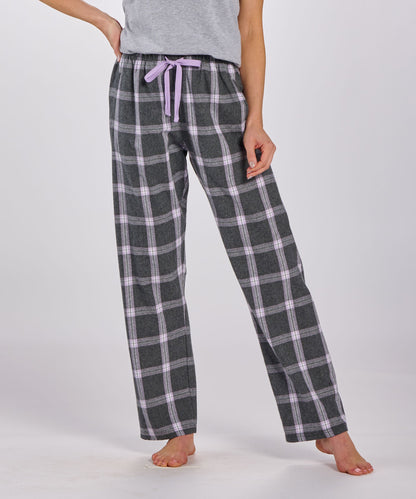 Boxercraft BW6620 Women's Haley Flannel Pants - Charcoal/Lavender Tomb Plaid - Front | Charcoal/Lavender Tomb Plaid