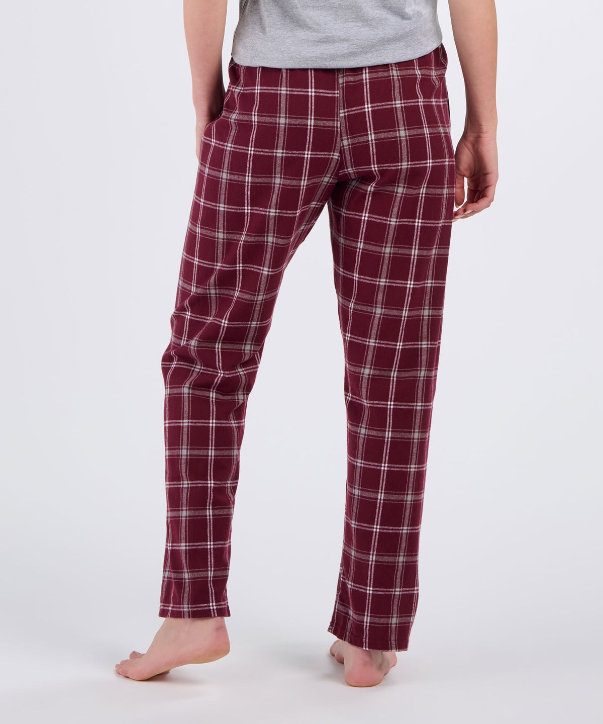 Boxercraft BW6620 Women's Haley Flannel Pants - Varsity Maroon/Oxford - Back | Varsity Maroon/Oxford