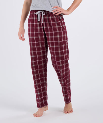 Boxercraft BW6620 Women's Haley Flannel Pants - Varsity Maroon/Oxford - Front | Varsity Maroon/Oxford
