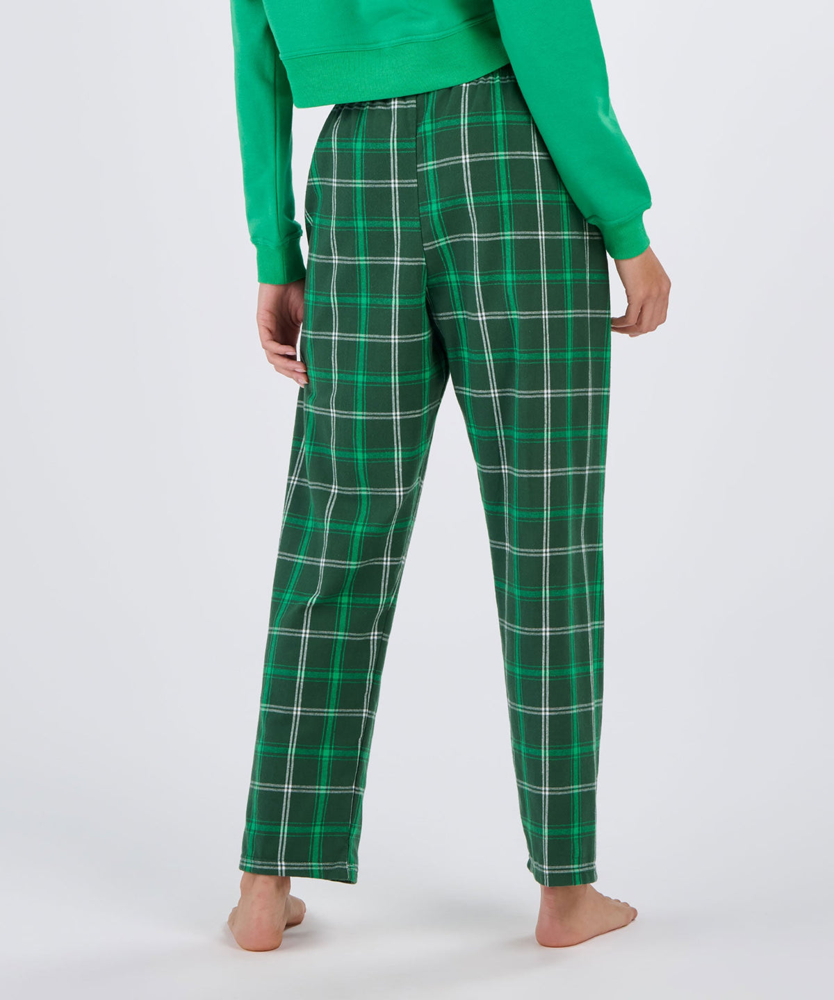 Boxercraft BW6620 Women's Haley Flannel Pants - Varsity Green/White - Back | Varsity Green/White