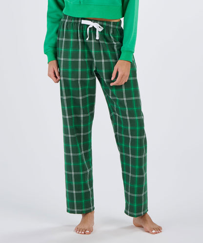Boxercraft BW6620 Women's Haley Flannel Pants - Varsity Green/White - Front | Varsity Green/White