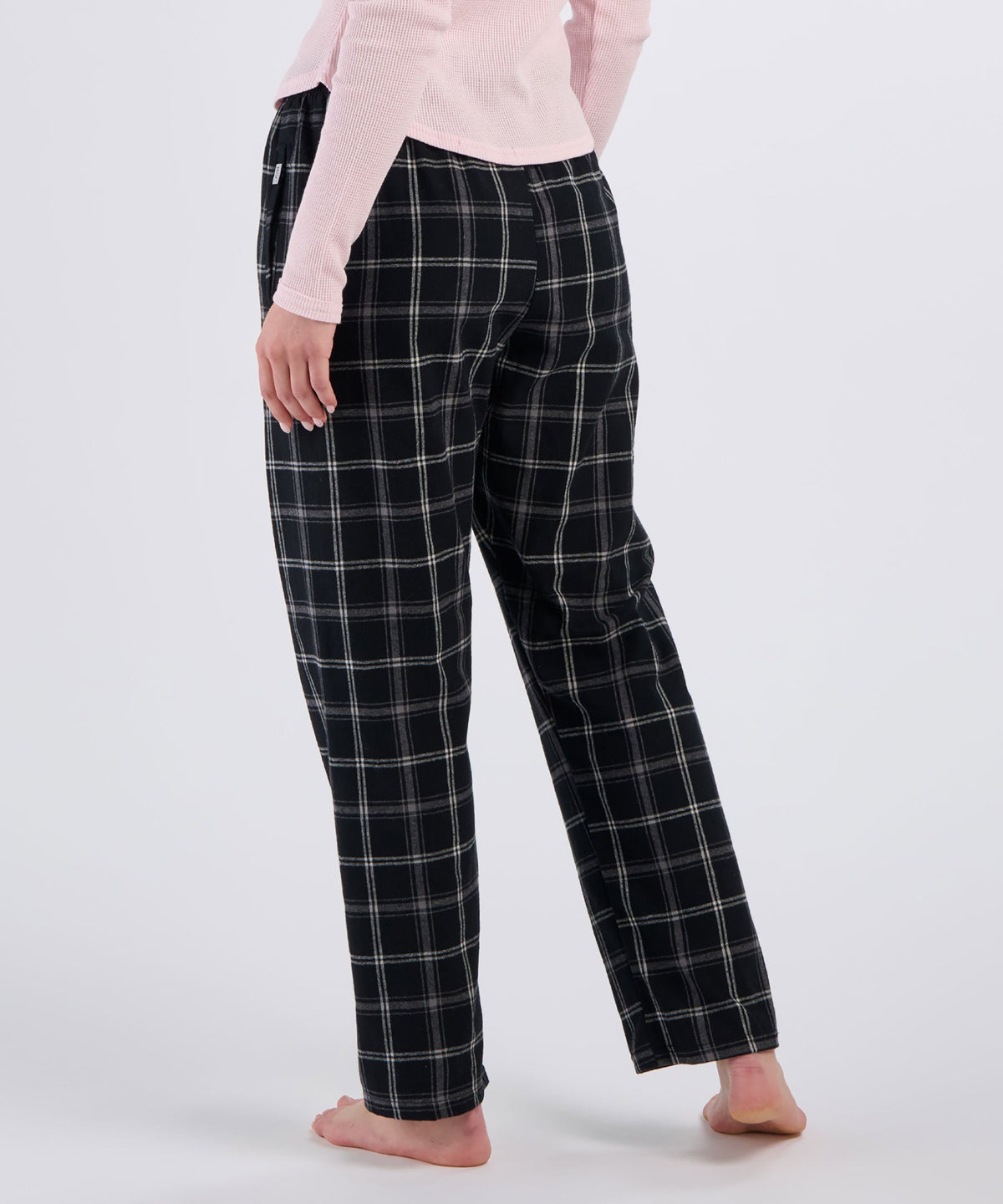Boxercraft BW6620 Women's Haley Flannel Pants - Varsity Black/Oxford - Back | Varsity Black/Oxford
