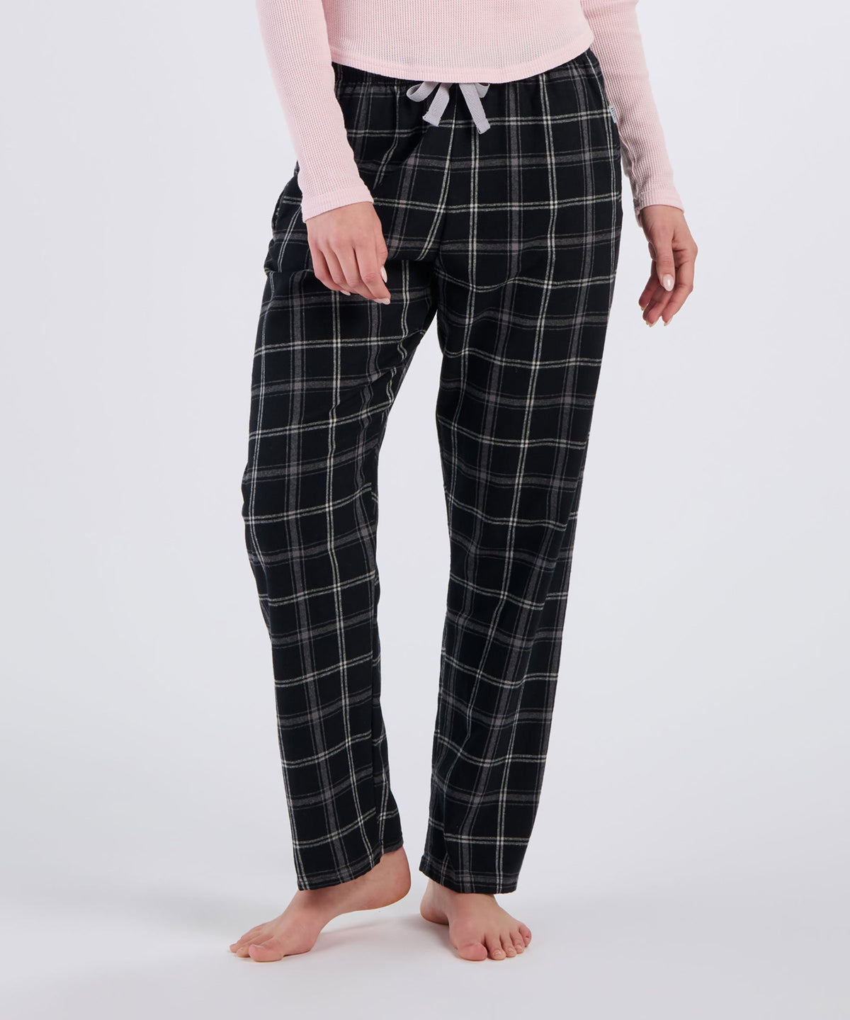 Boxercraft BW6620 Women's Haley Flannel Pants - Varsity Black/Oxford - Front | Varsity Black/Oxford