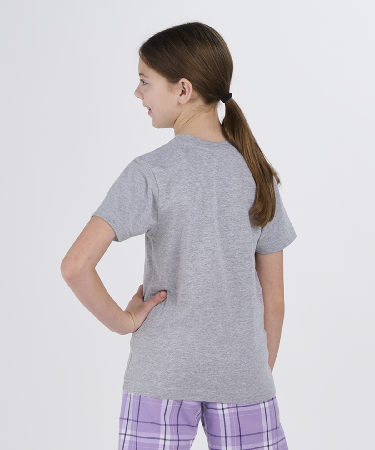 BY2103 Youth Essential Tee - Oxford Heather - Back | Oxford Heather