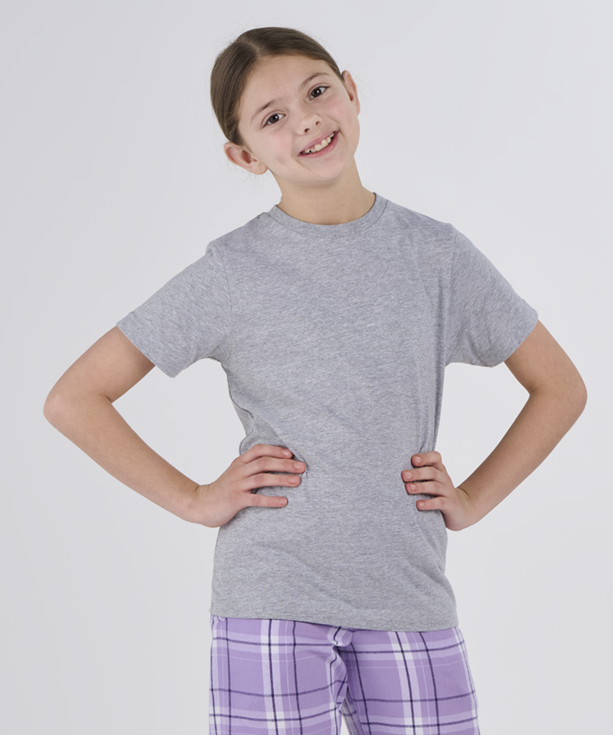 BY2103 Youth Essential Tee - Oxford Heather - Front | Oxford Heather