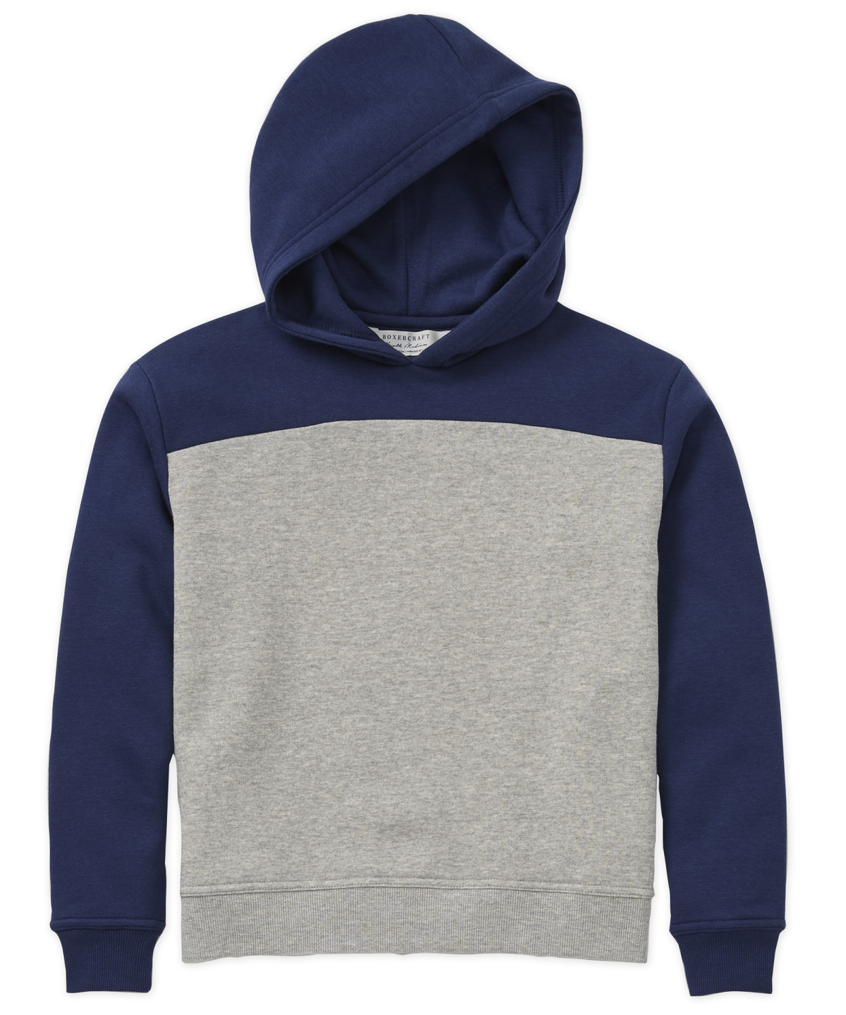 Boxercraft BY5404 Youth Color Blocked Hoodie - Navy/Oxford - Ghost Front | Navy/Oxford