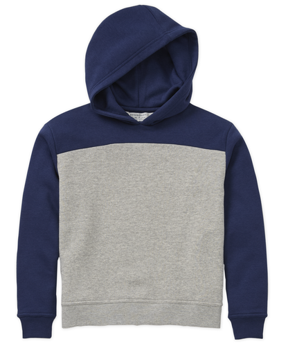 Boxercraft BY5404 Youth Color Blocked Hoodie - Navy/Oxford - Ghost Front | Navy/Oxford