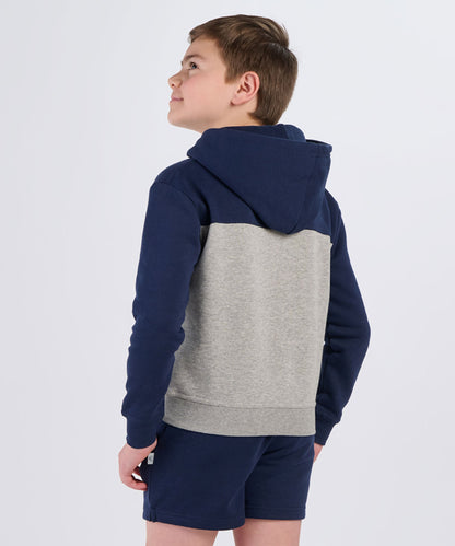 Boxercraft BY5404 Youth Color Blocked Hoodie - Navy/Oxford - Back | Navy/Oxford