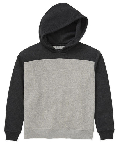Boxercraft BY5404 Youth Colorblocked Hoodie - Charcoal Heather/Oxford - Ghost Front | Charcoal Heather/Oxford