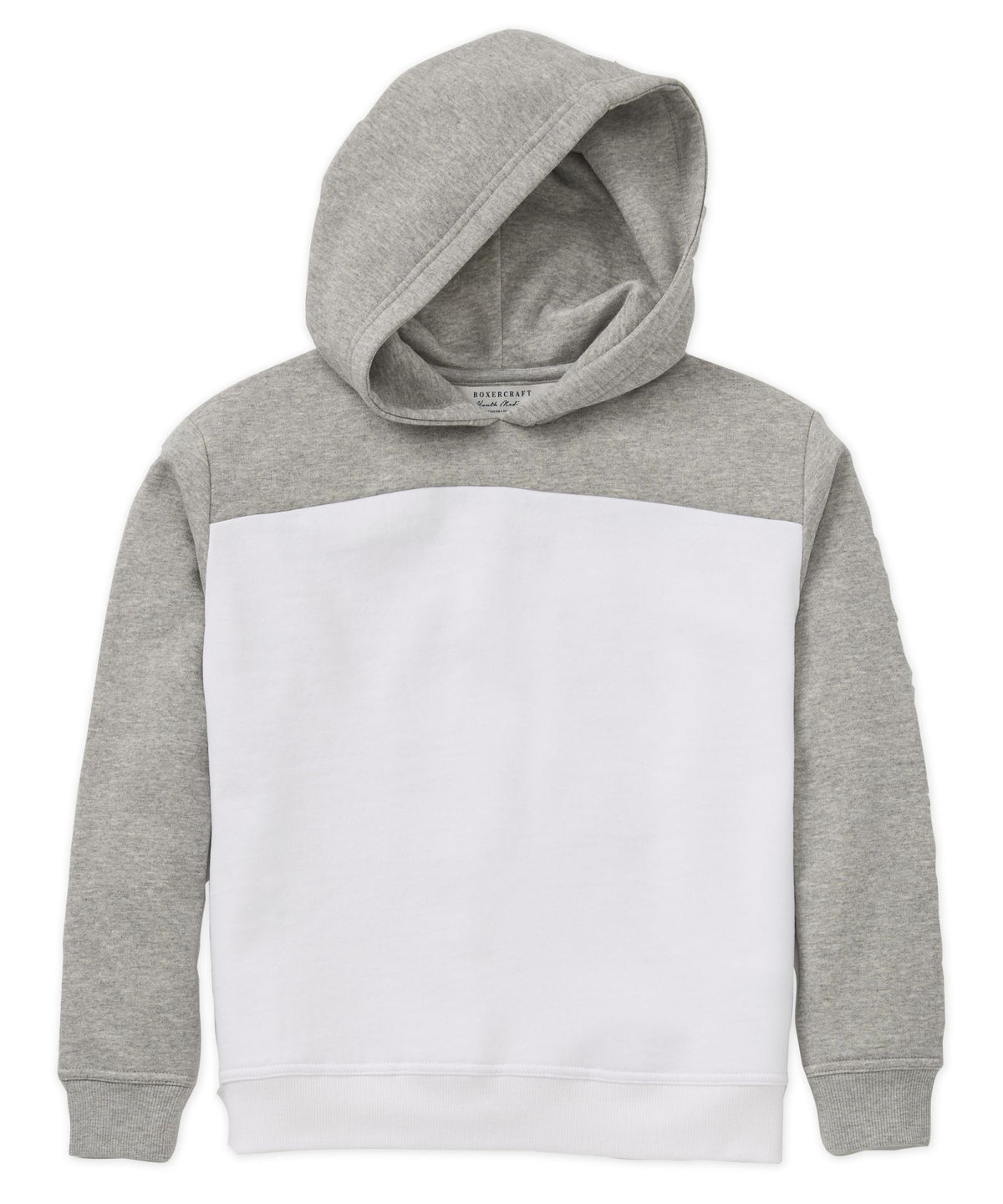 Boxercraft BY5404 Youth Colorblocked Hoodie - Oxford Heather/White - Ghost Front | Oxford Heather/White