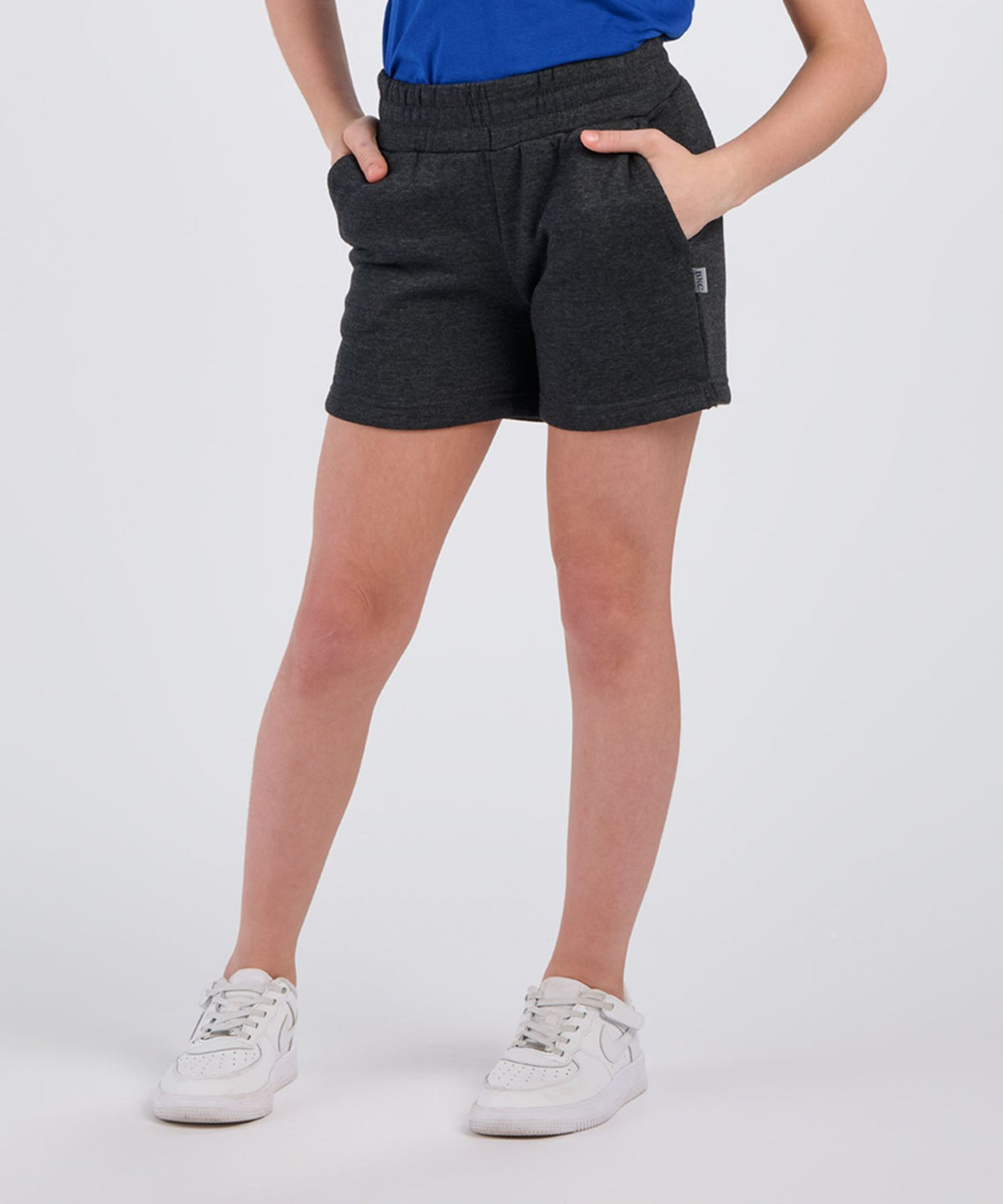 Boxercraft BY6502 Youth Fleece Short - Charcoal - Front | Charcoal