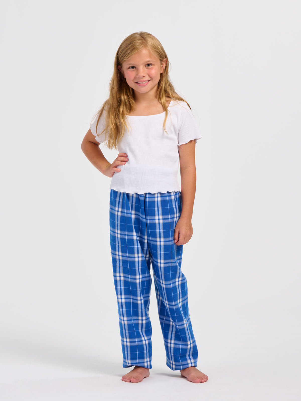 Boxercraft BY6624 Youth Flannel Pants - Royal/Silver Plaid - Product Photo 5 | Royal/Silver Plaid