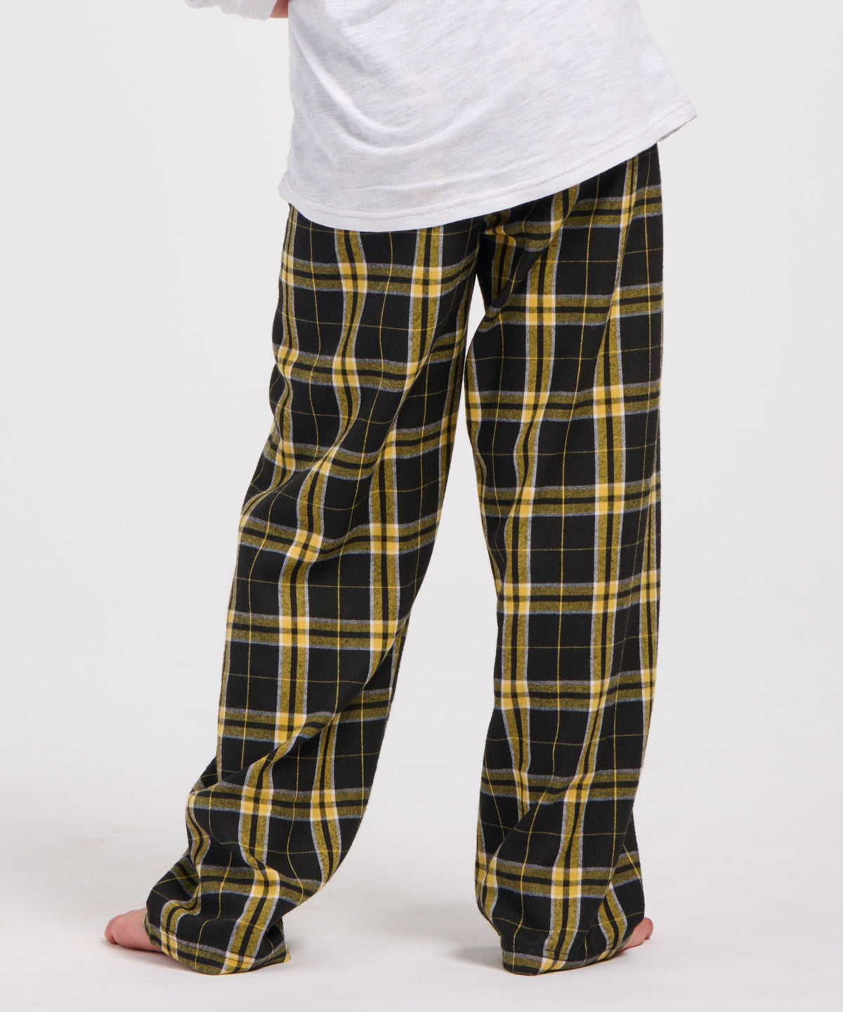 Boxercraft BY6624 Youth Flannel Pants - Black/Gold Plaid - Product Photo 2 | Black/Gold Plaid