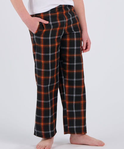 Boxercraft BY6624 Youth Flannel Pants - Black/Orange/White - Product Photo 1 | Black/Orange/White