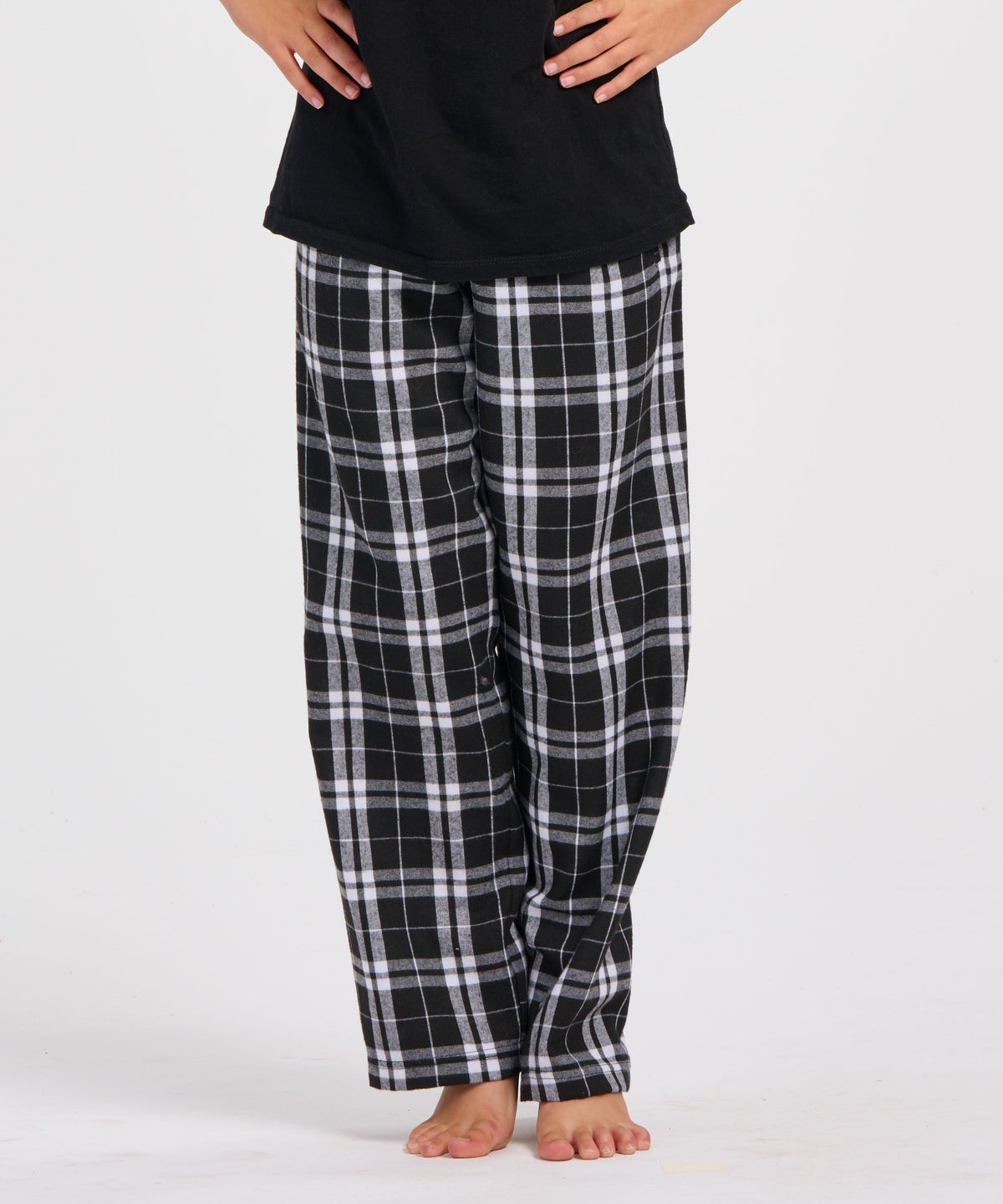 Boxercraft BY6624 Youth Flannel Pants - Black/White Plaid - Product Photo 1 | Black/White Plaid
