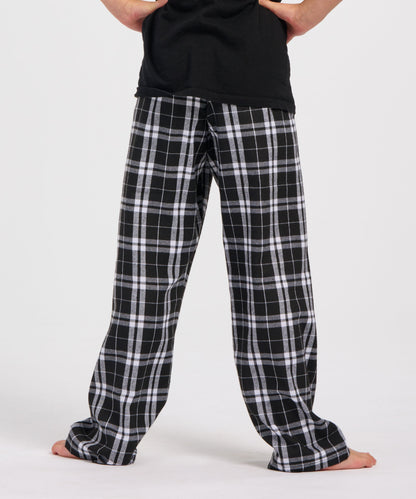 Boxercraft BY6624 Youth Flannel Pants - Black/White Plaid - Product Photo 2 | Black/White Plaid