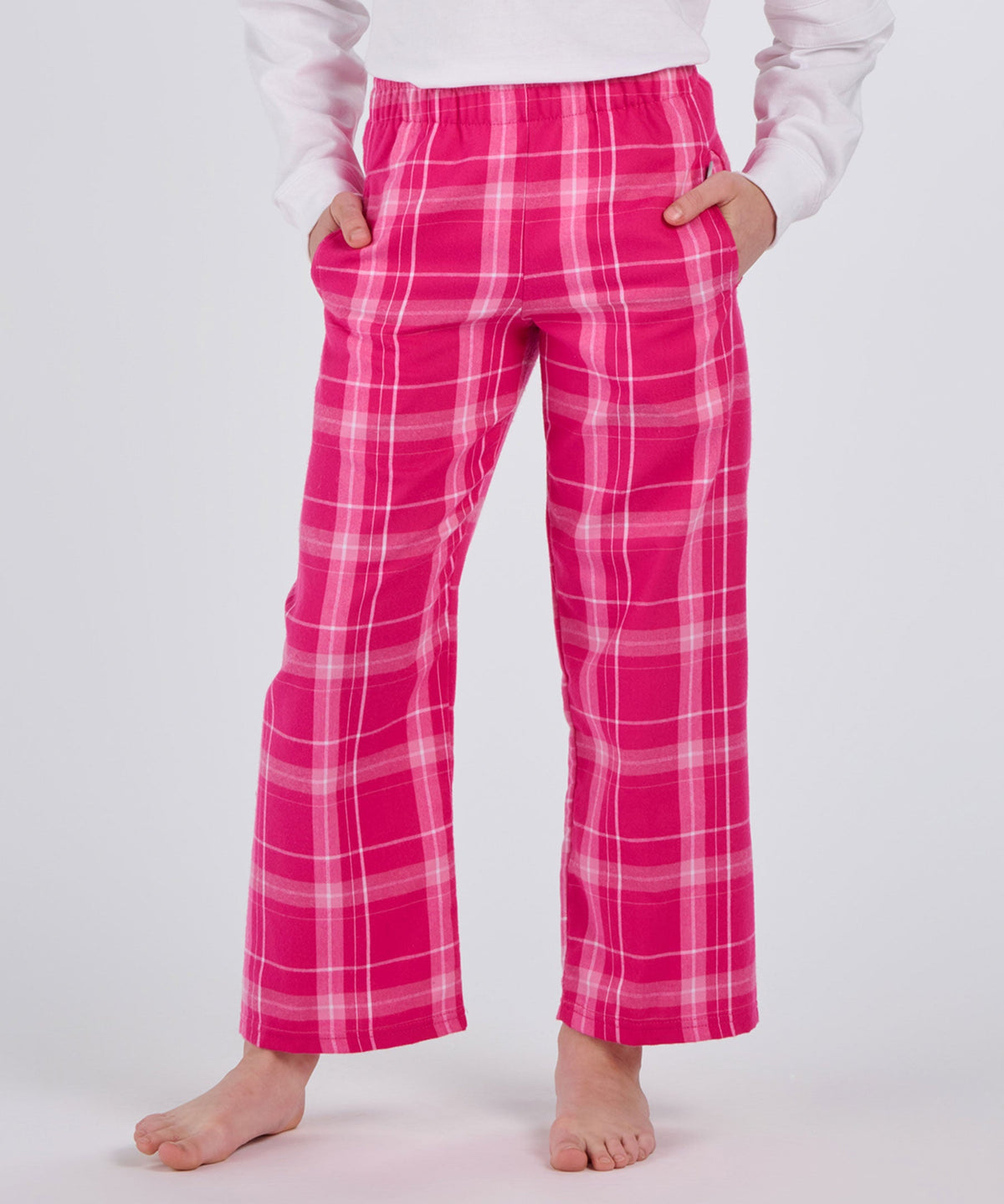 Boxercraft BY6624 Youth Flannel Pants - Pink Carnegie Plaid - Product Photo 1 | Pink Carnegie Plaid