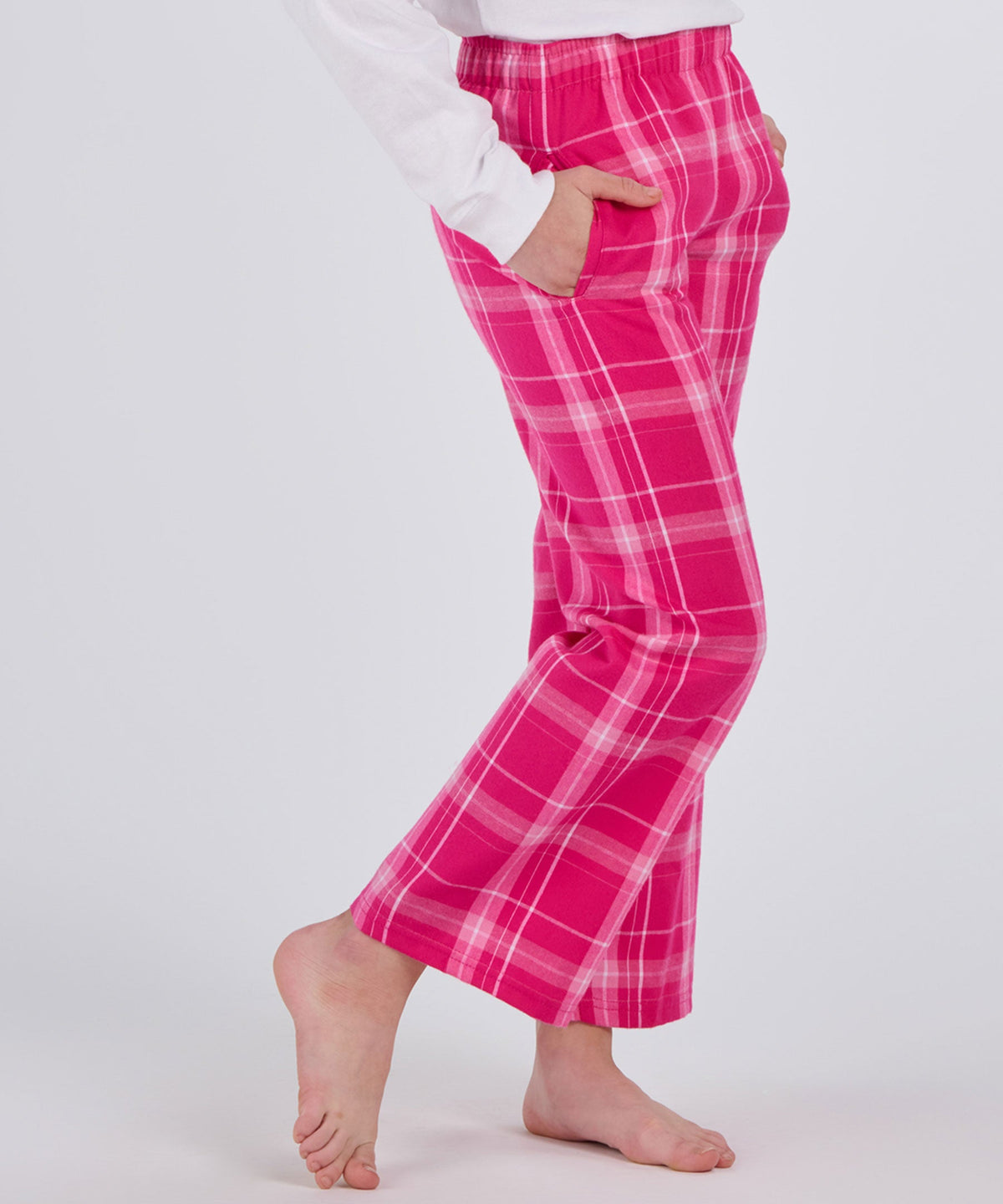 Boxercraft BY6624 Youth Flannel Pants - Pink Carnegie Plaid - Product Photo 3 | Pink Carnegie Plaid