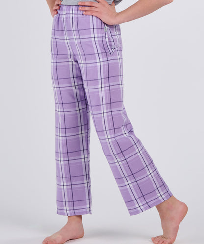 Boxercraft BY6624 Youth Flannel Pants - Lavender Carnegie Plaid - Product Photo 1 | Lavender Carnegie Plaid