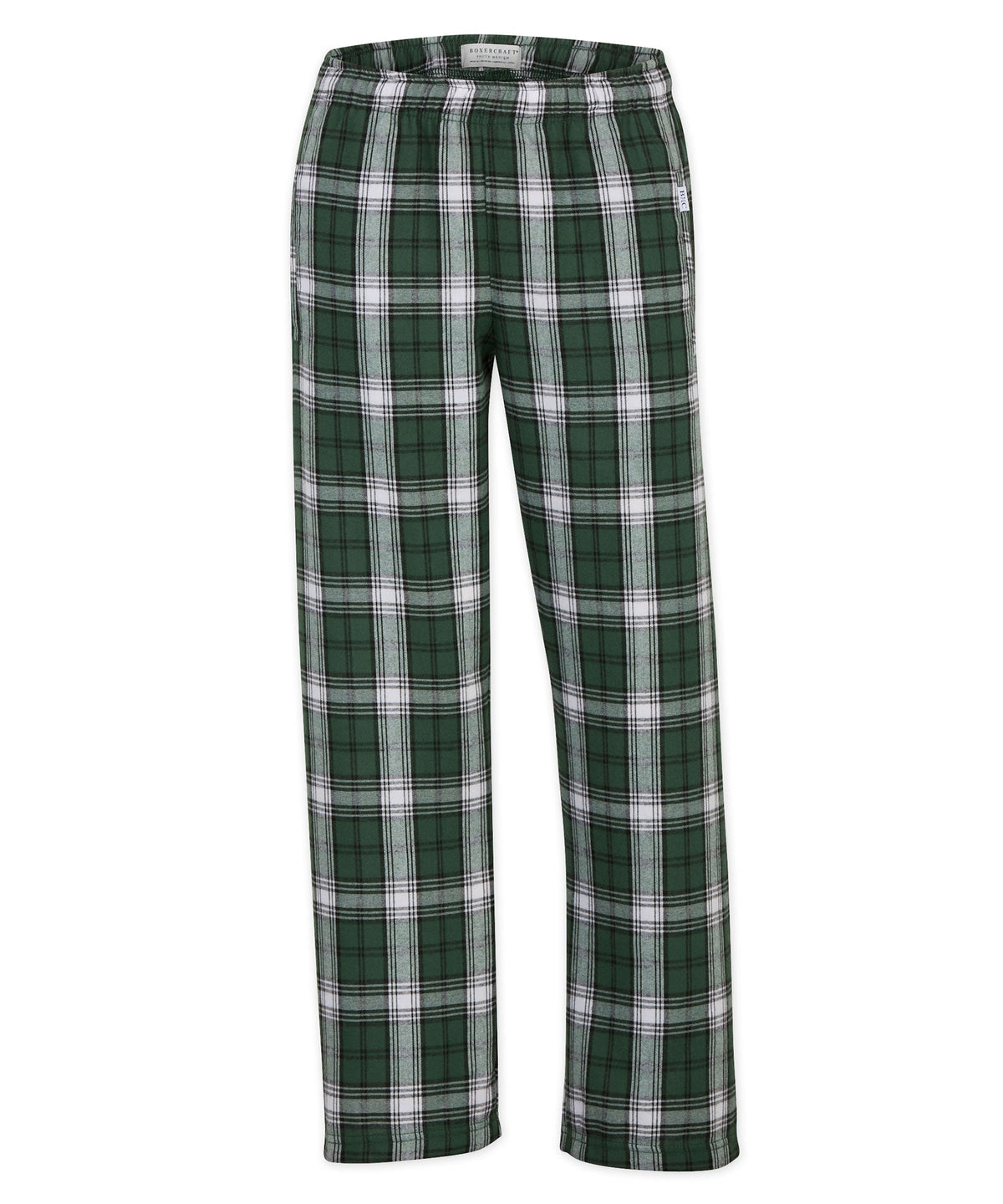Boxercraft BY6624 Youth Flannel Pants - Green/White Plaid - Product Photo 3 | Green/White Plaid