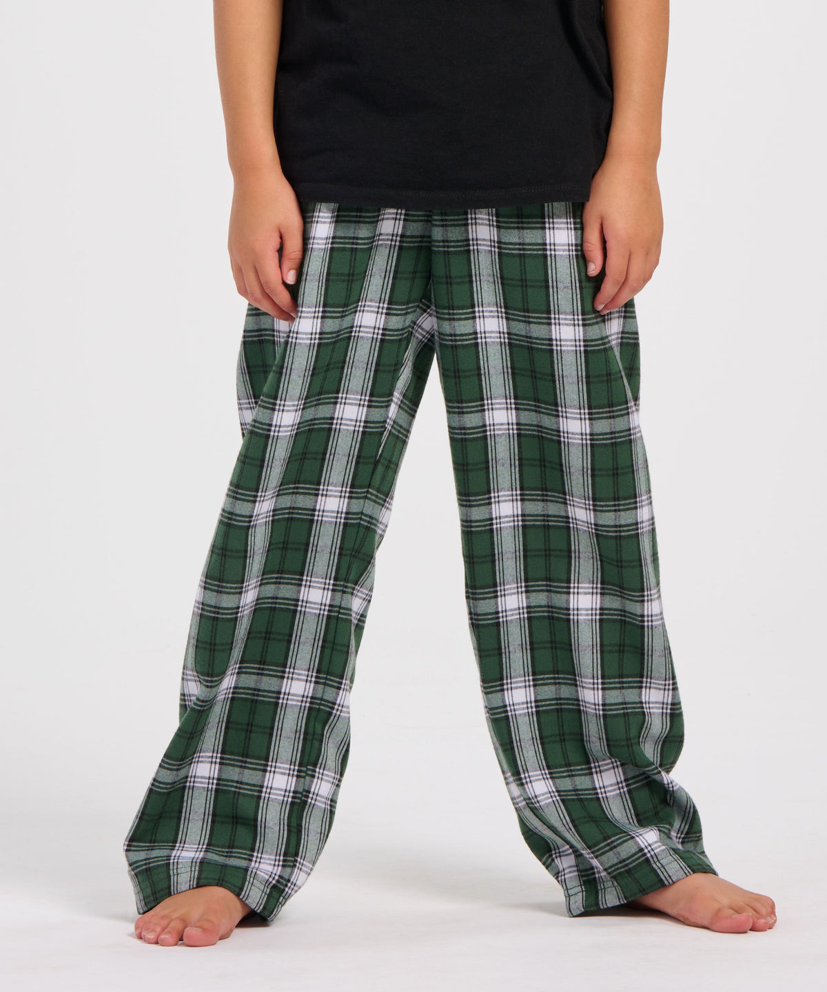 Boxercraft BY6624 Youth Flannel Pants - Green/White Plaid - Product Photo 1 | Green/White Plaid