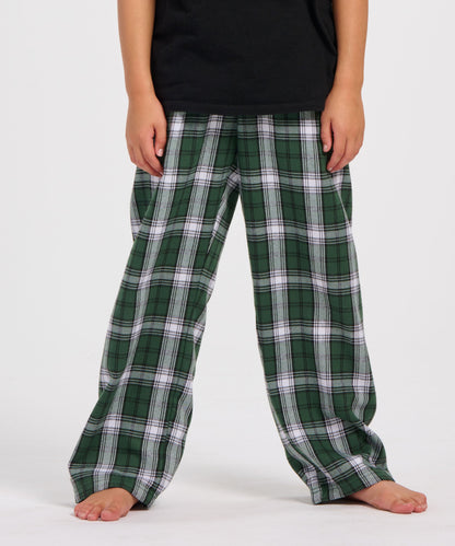 Boxercraft BY6624 Youth Flannel Pants - Green/White Plaid - Product Photo 1 | Green/White Plaid