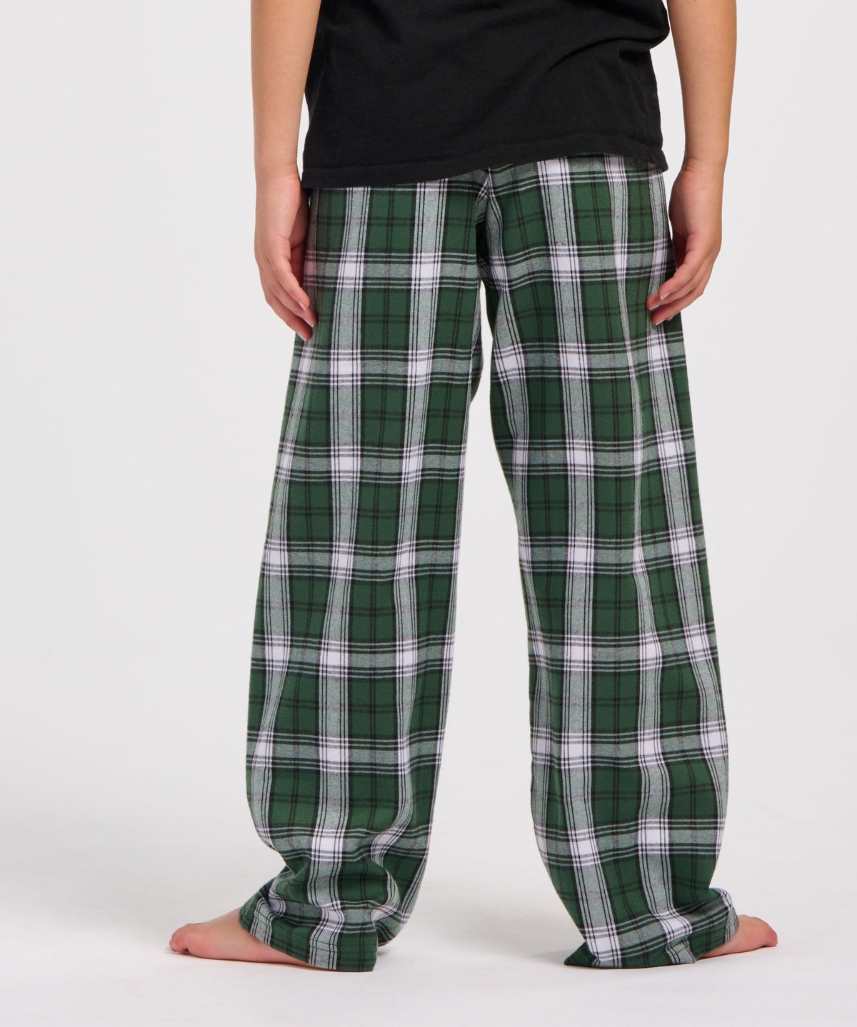 Boxercraft BY6624 Youth Flannel Pants - Green/White Plaid - Product Photo 2 | Green/White Plaid