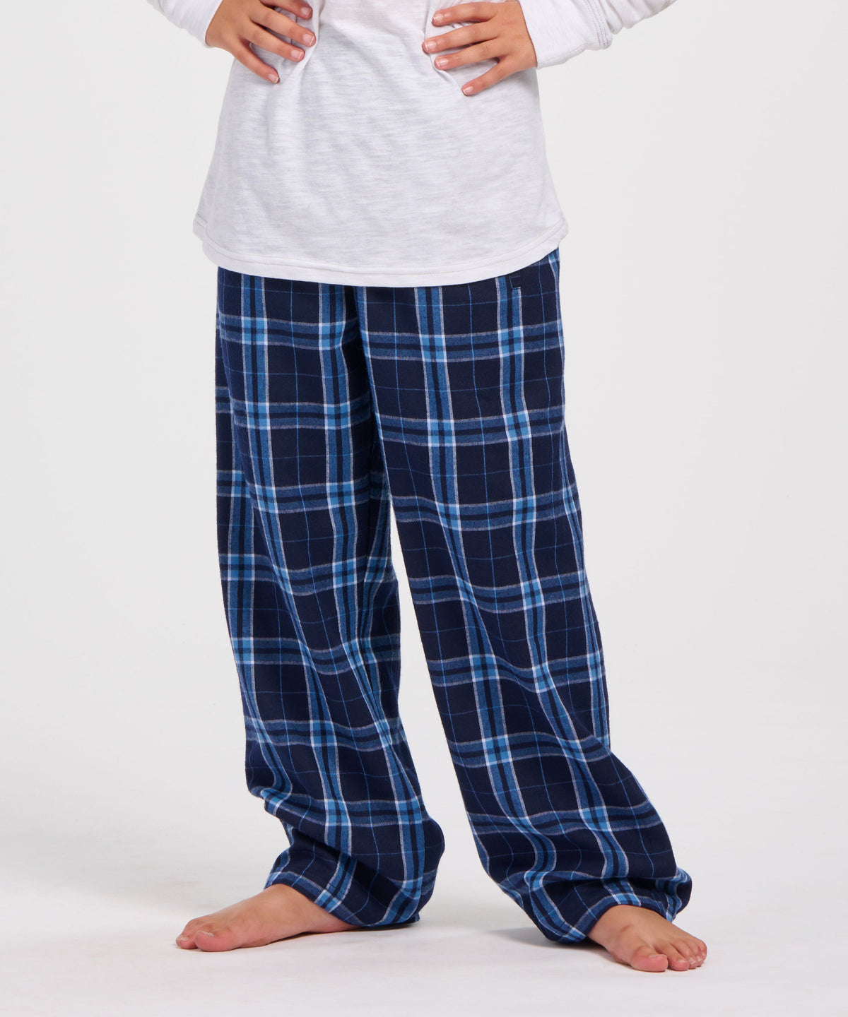 Boxercraft BY6624 Youth Flannel Pants - Navy/Columbia Plaid - Product Photo 1 | Navy/Columbia Plaid